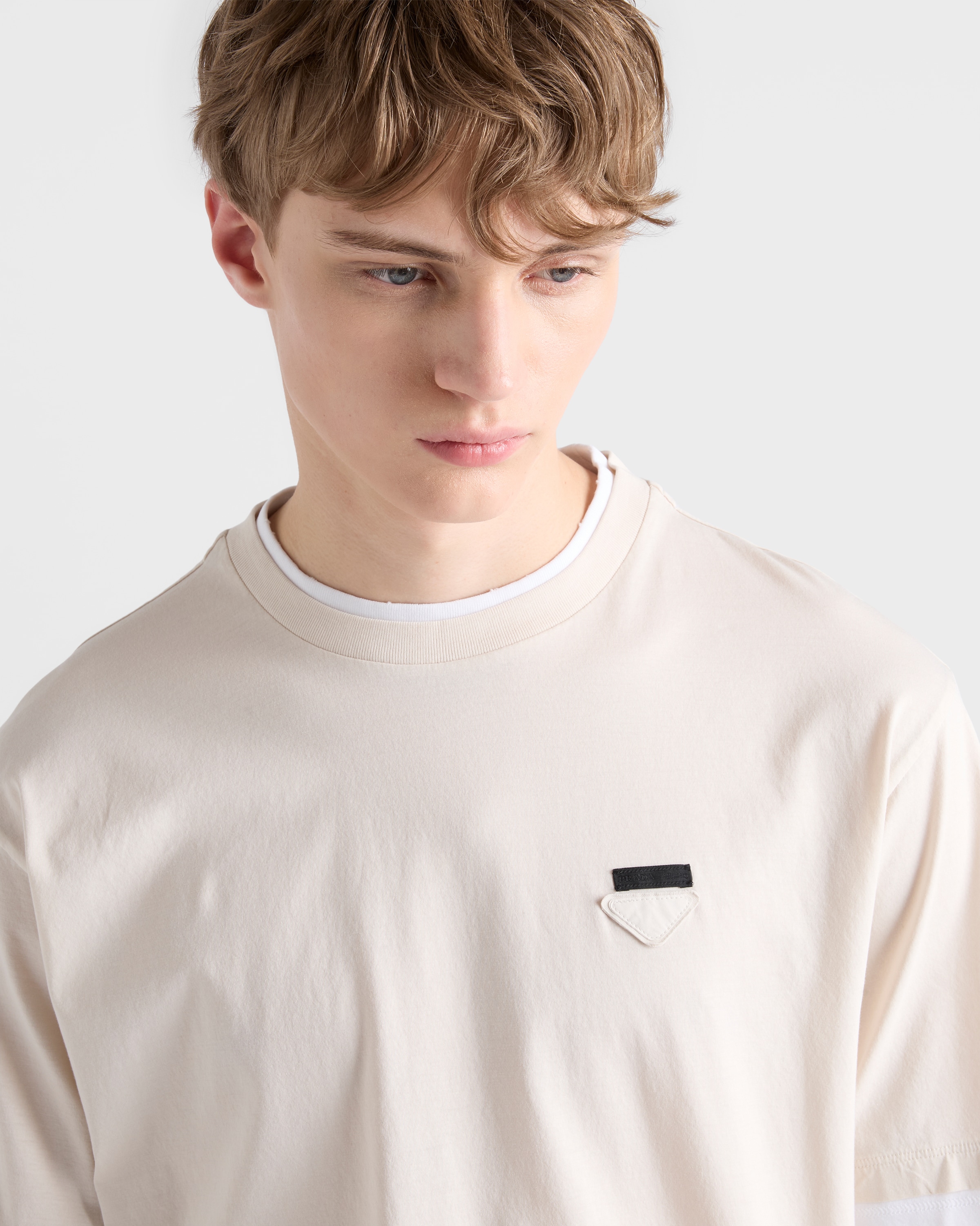 タルク/ホワイト コットン Tシャツ | PRADA - 日本