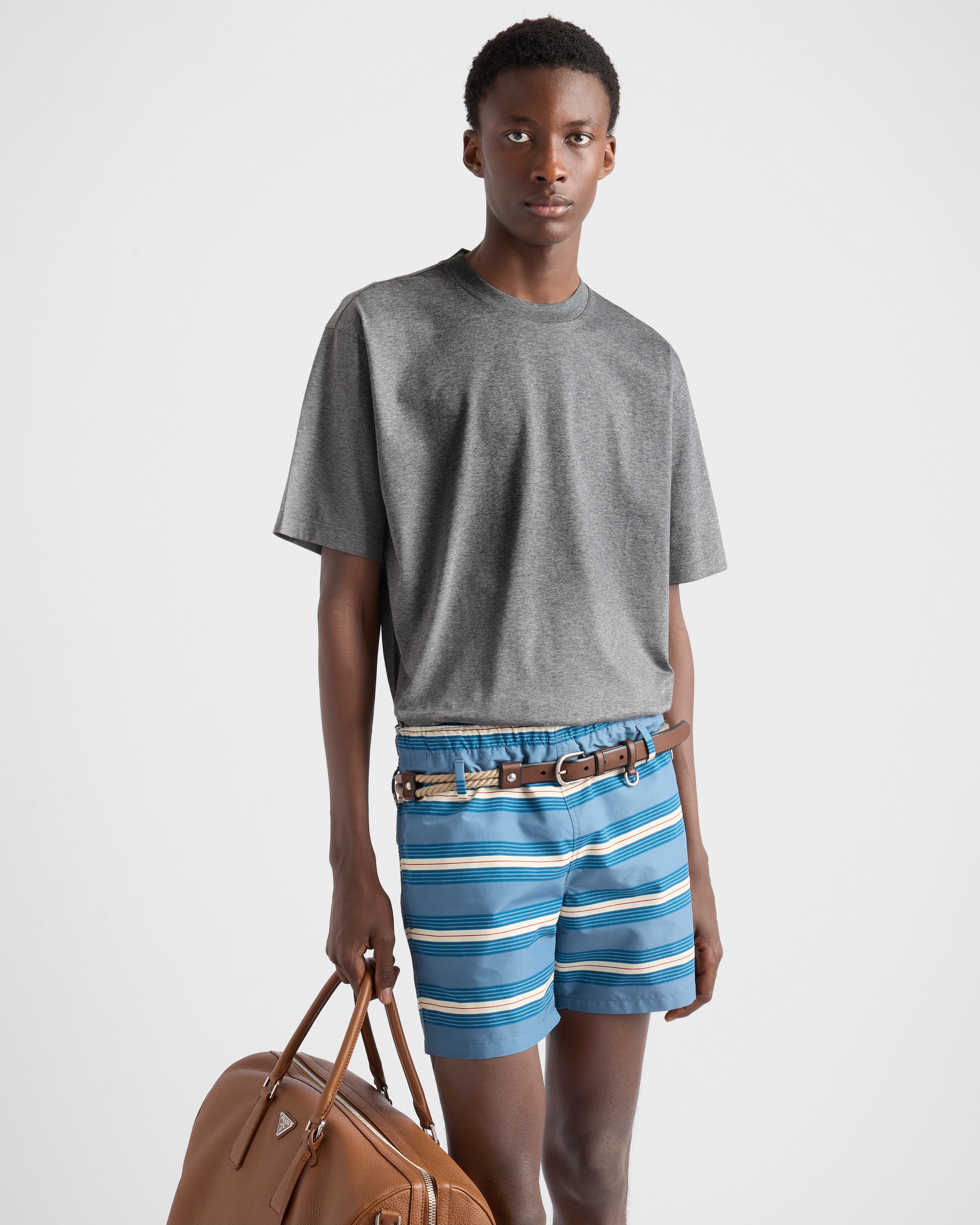 Slate Gray Cotton T-shirt | PRADA