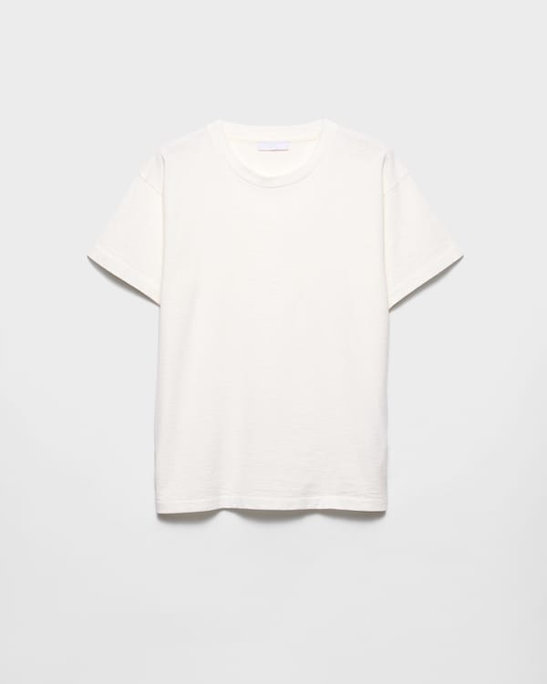 White Cotton T-shirt | PRADA