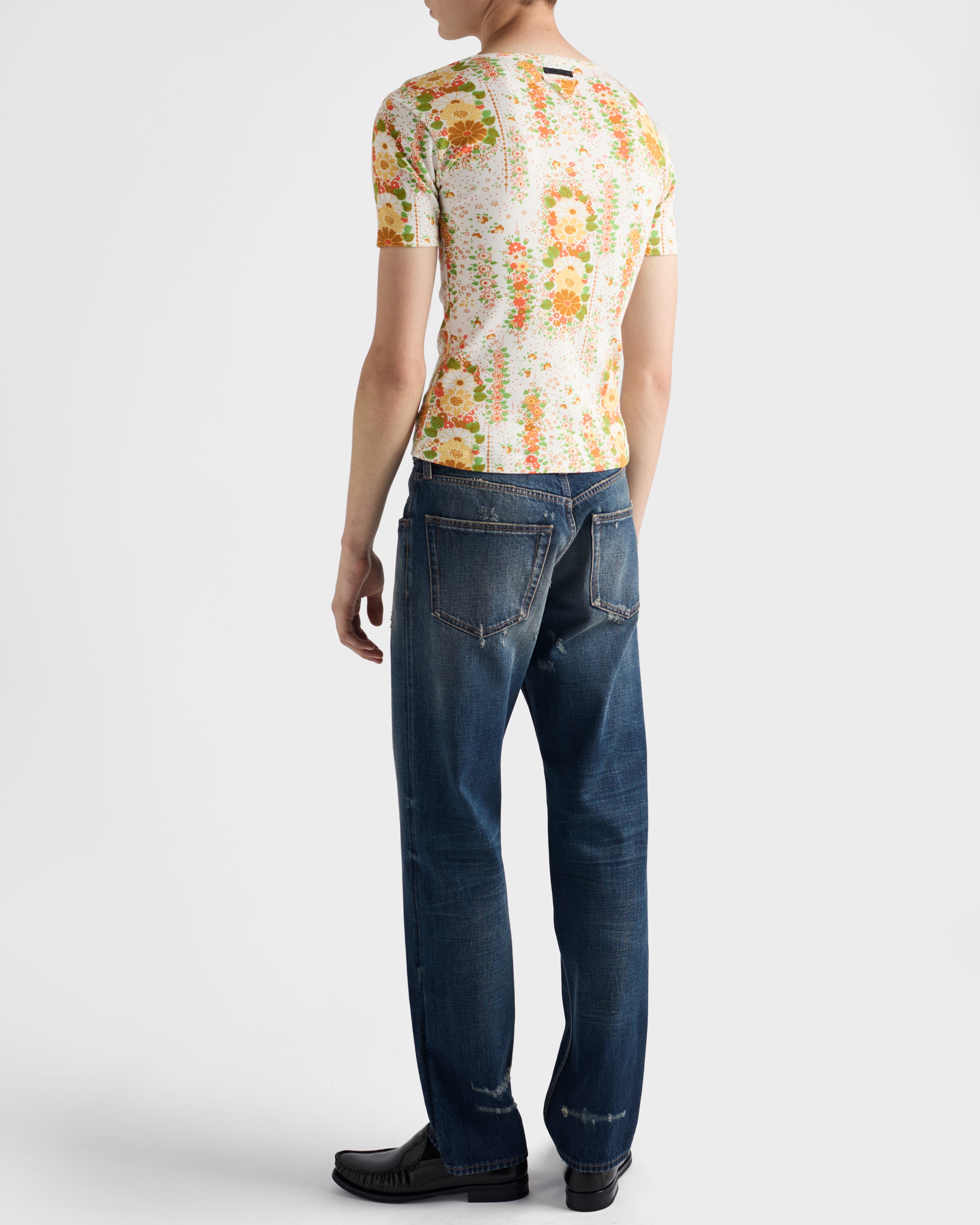 Floral print cotton T-shirt