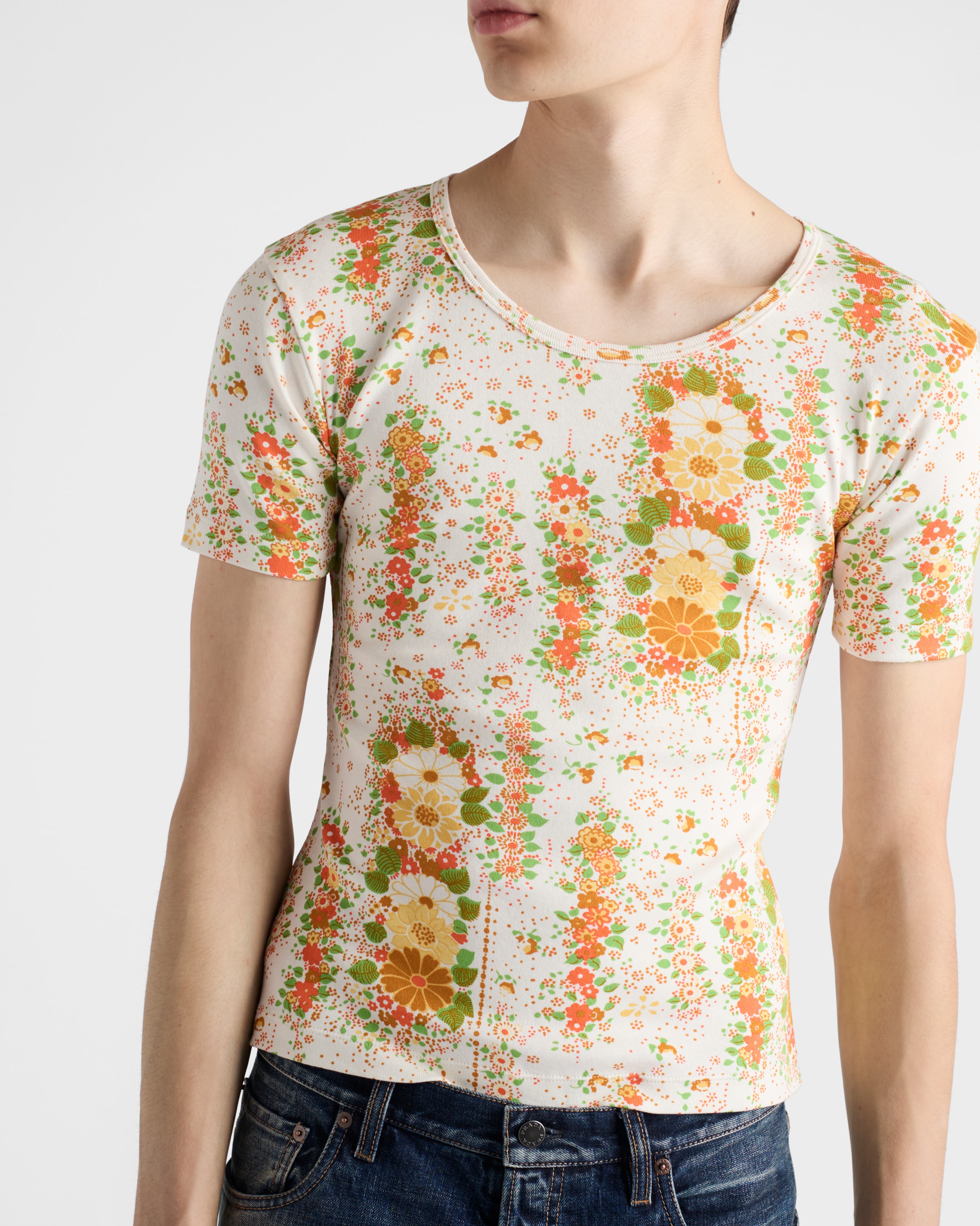 Floral print cotton T-shirt