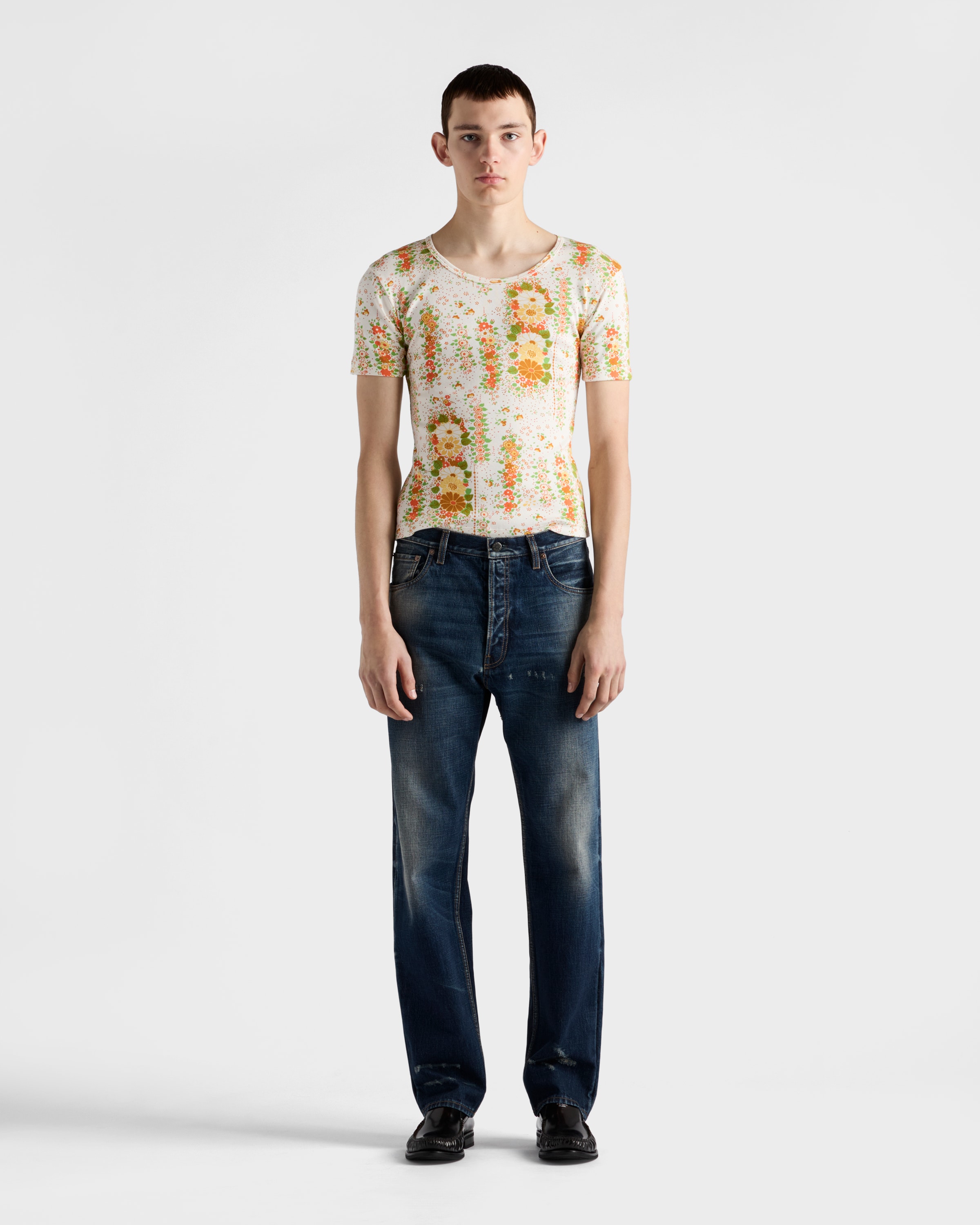 Floral print cotton T-shirt