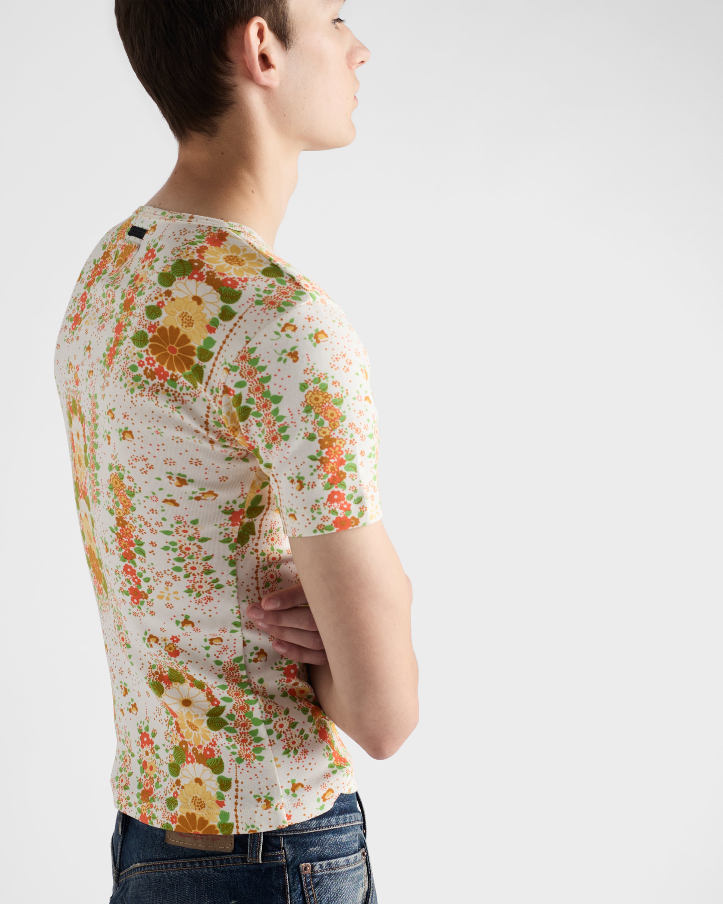 Floral print cotton T-shirt