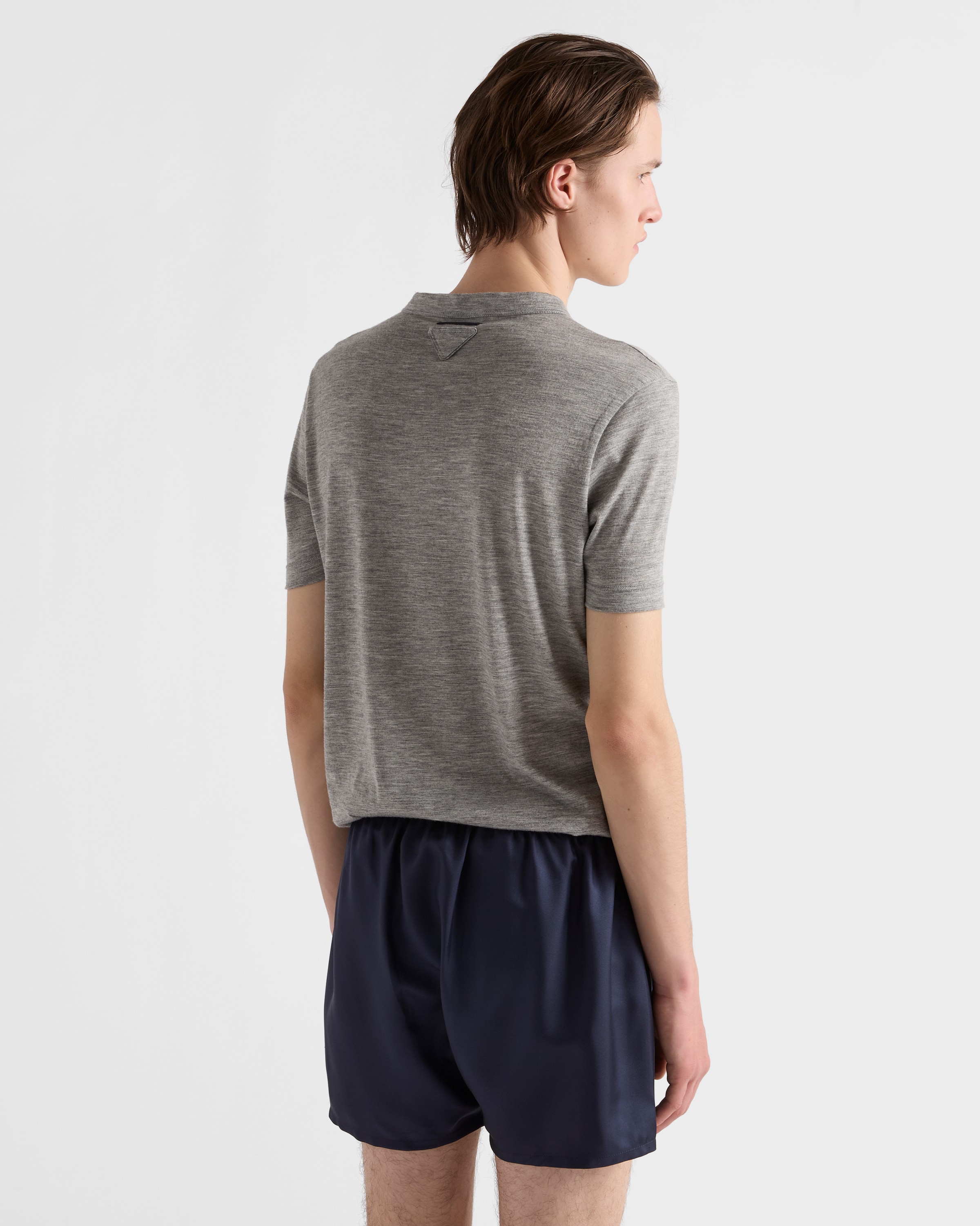 Grey Cashmere and silk T-shirt | PRADA - United States