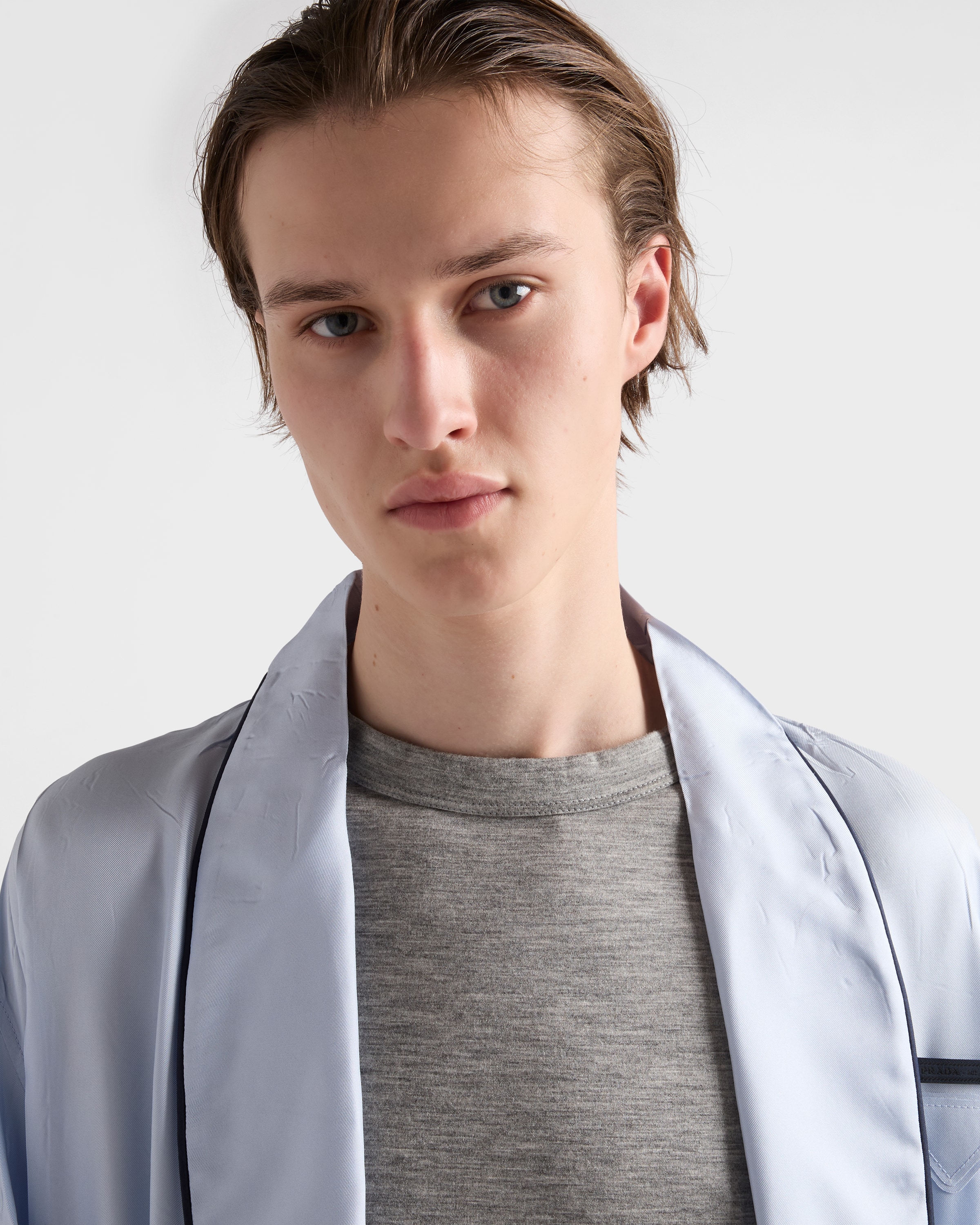 Grey Cashmere and silk T-shirt | PRADA - United States