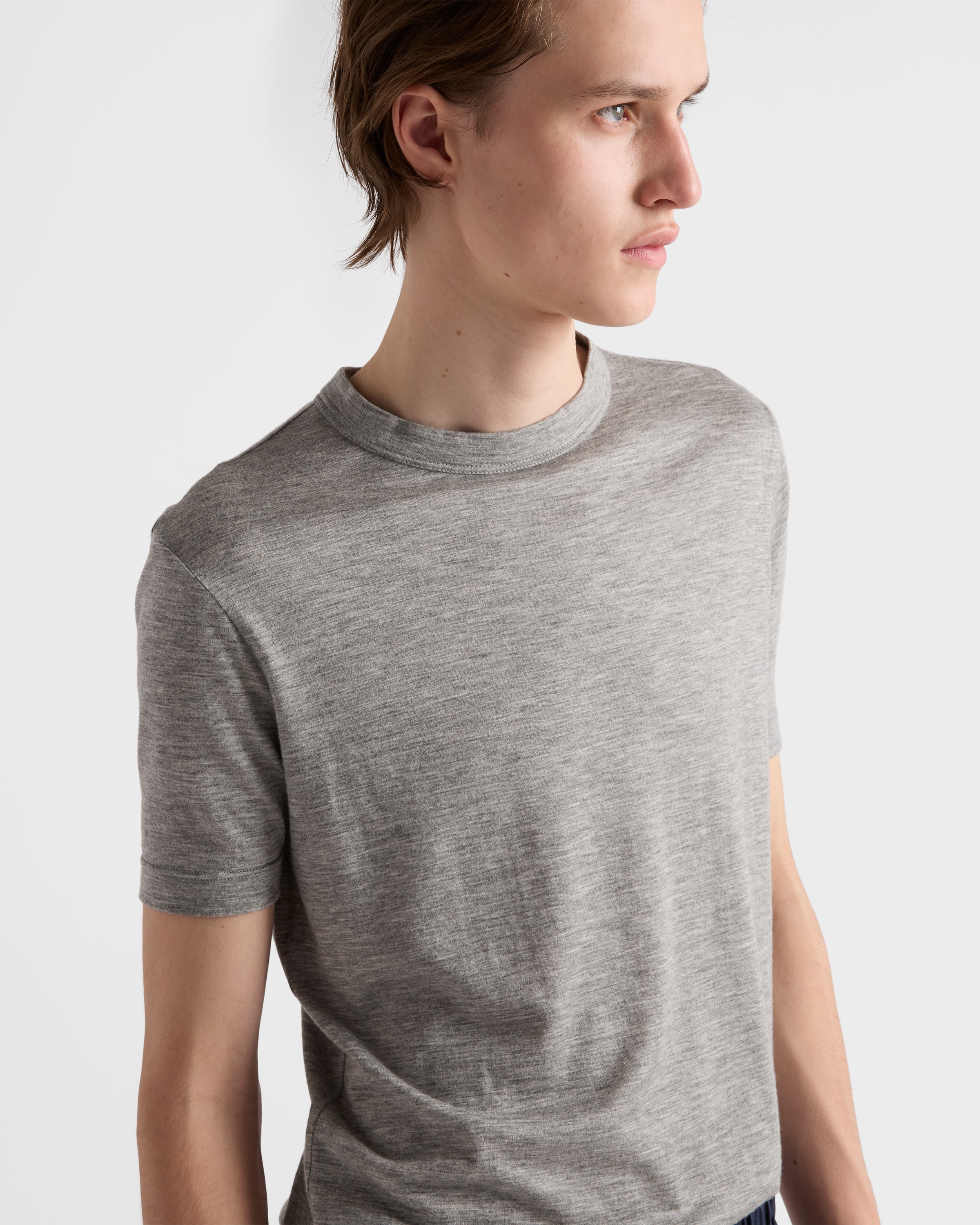 Grey Cashmere and silk T-shirt | PRADA - United States