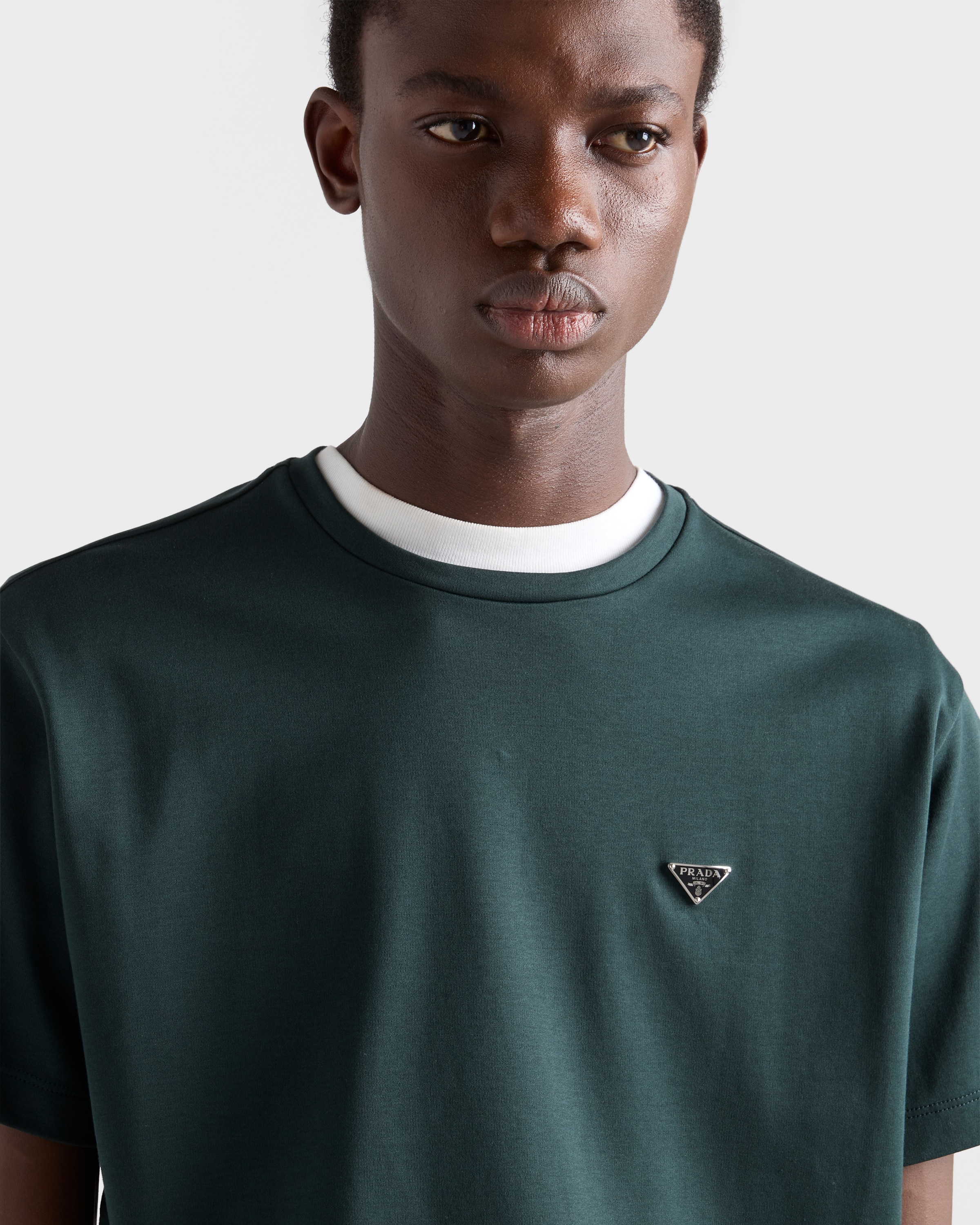 Bottle Green Cotton T-shirt | PRADA - Canada