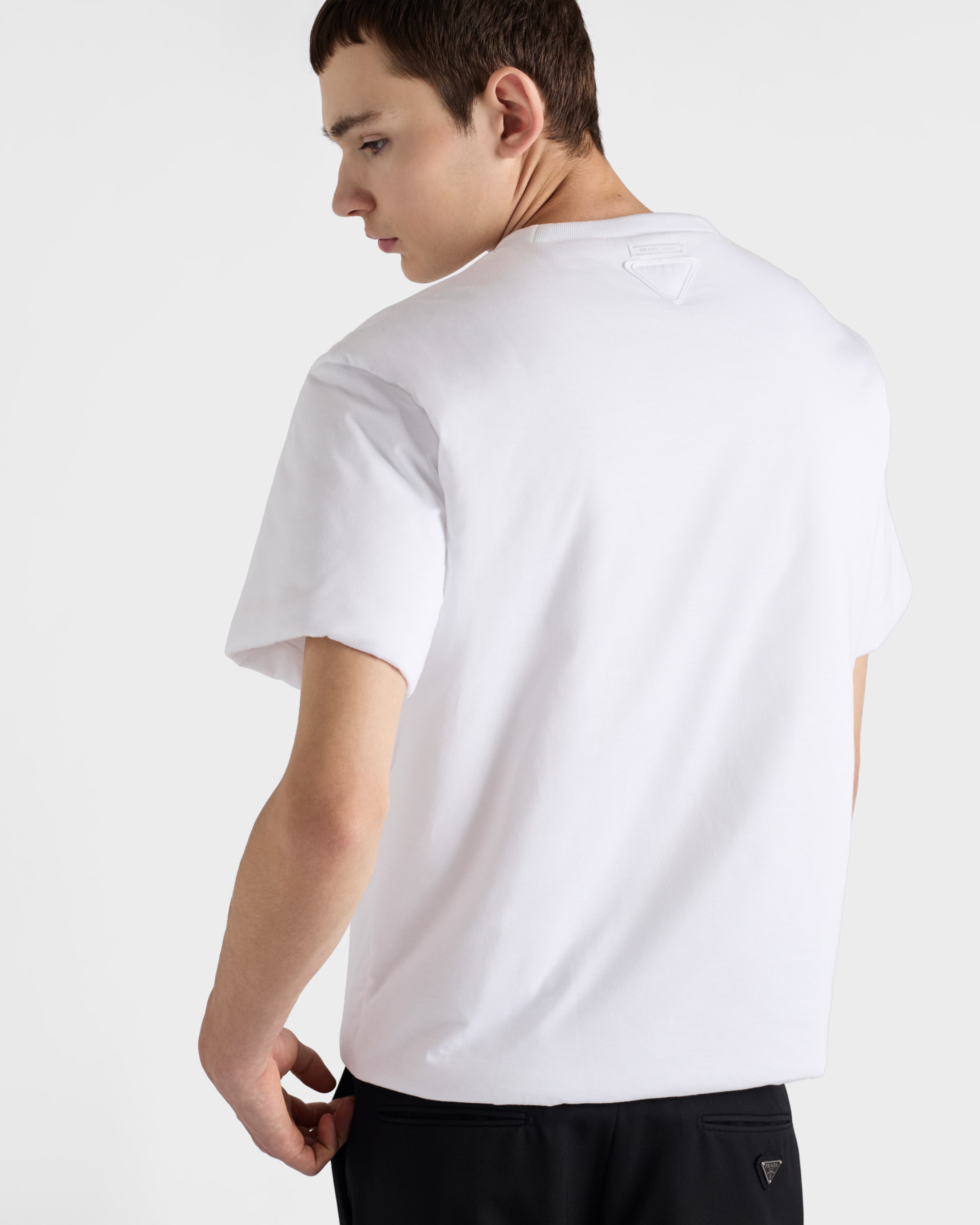 White Padded cotton T-shirt | PRADA