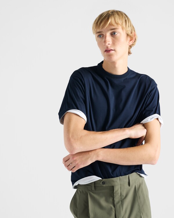 Reversible cotton T-shirt - White/Navy Blue Reversible cotton T-shirt - White/Navy Blue