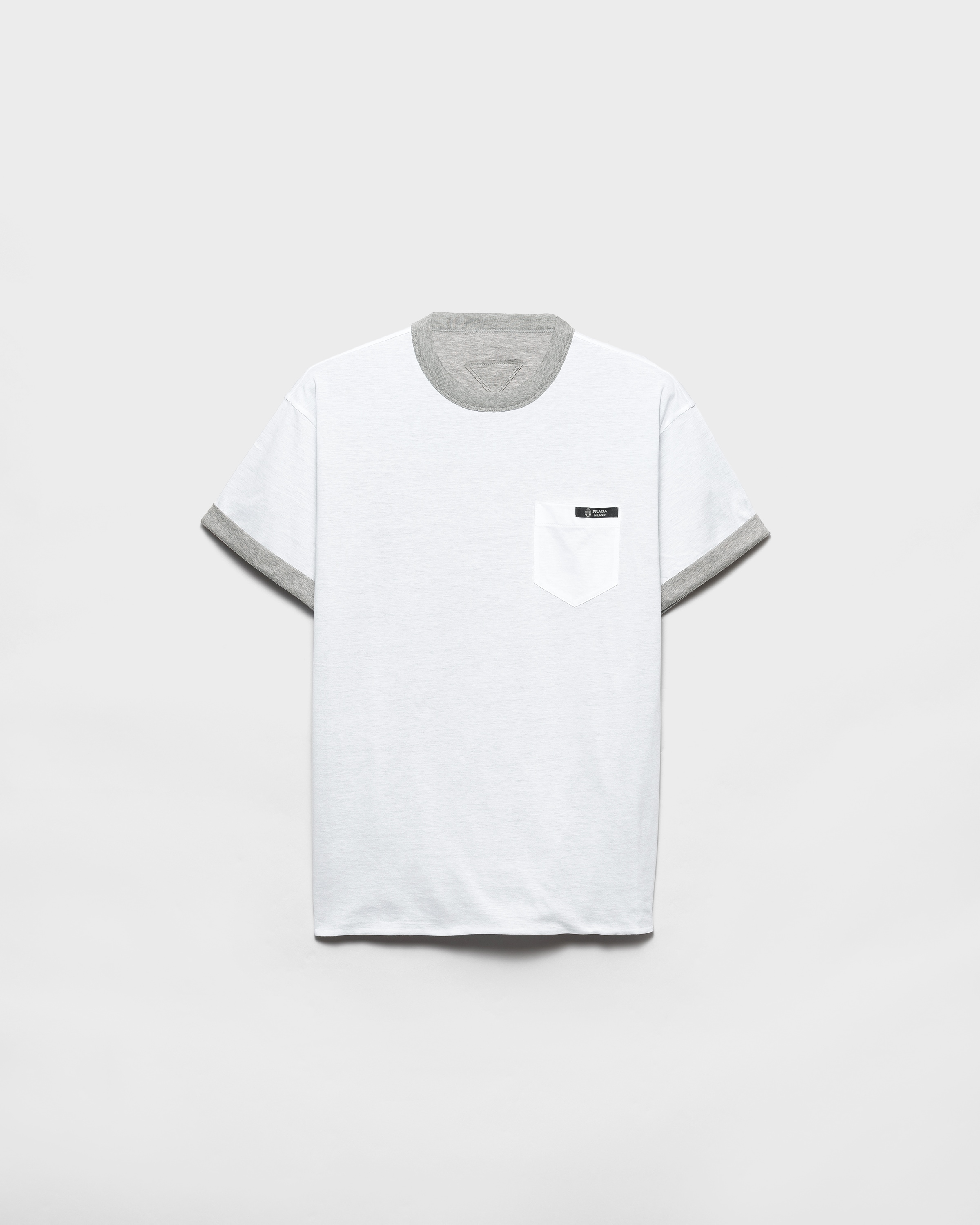 White/gray Reversible Cotton T-shirt | PRADA