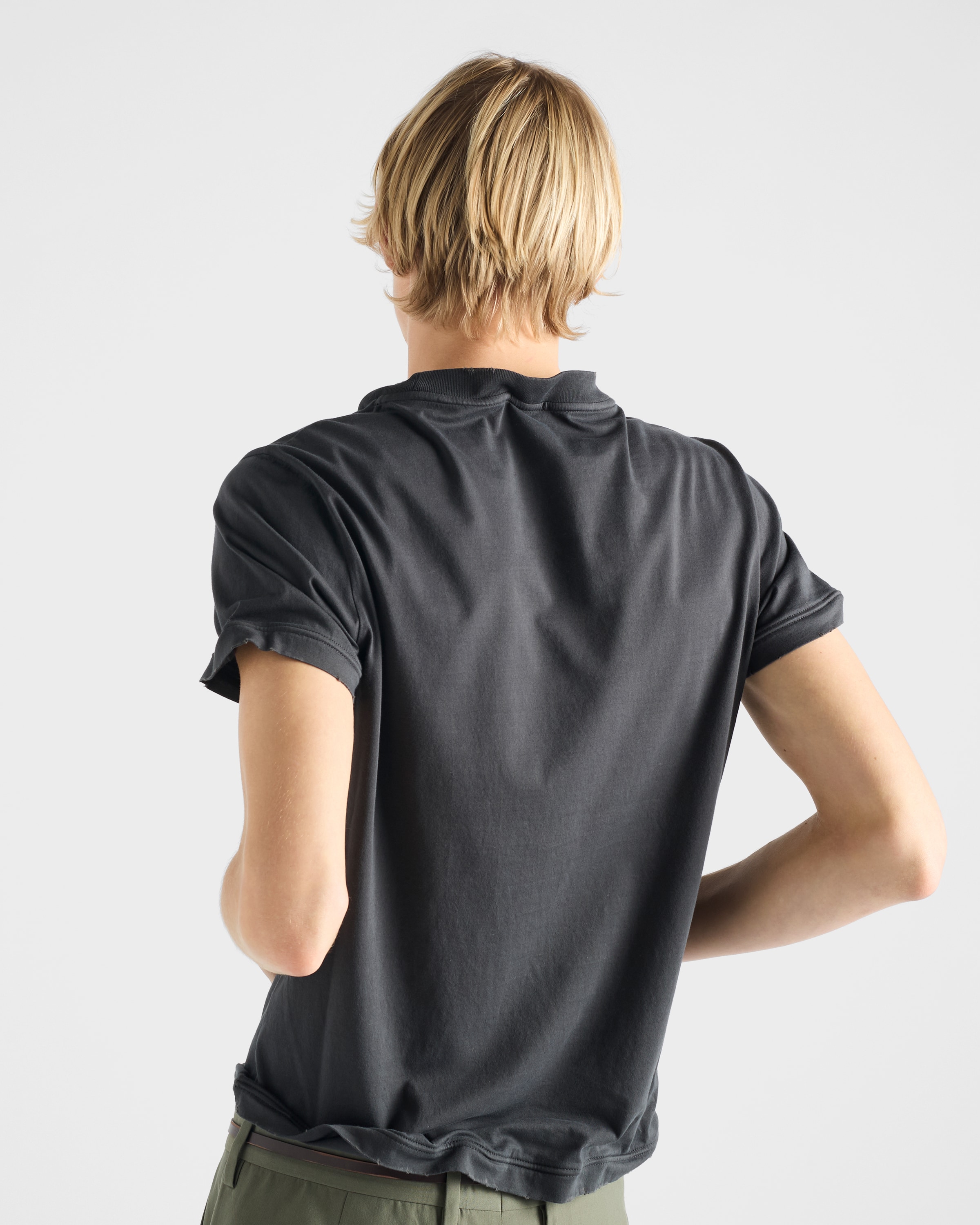 Lead Gray Shapeable cotton T-shirt | PRADA - United States