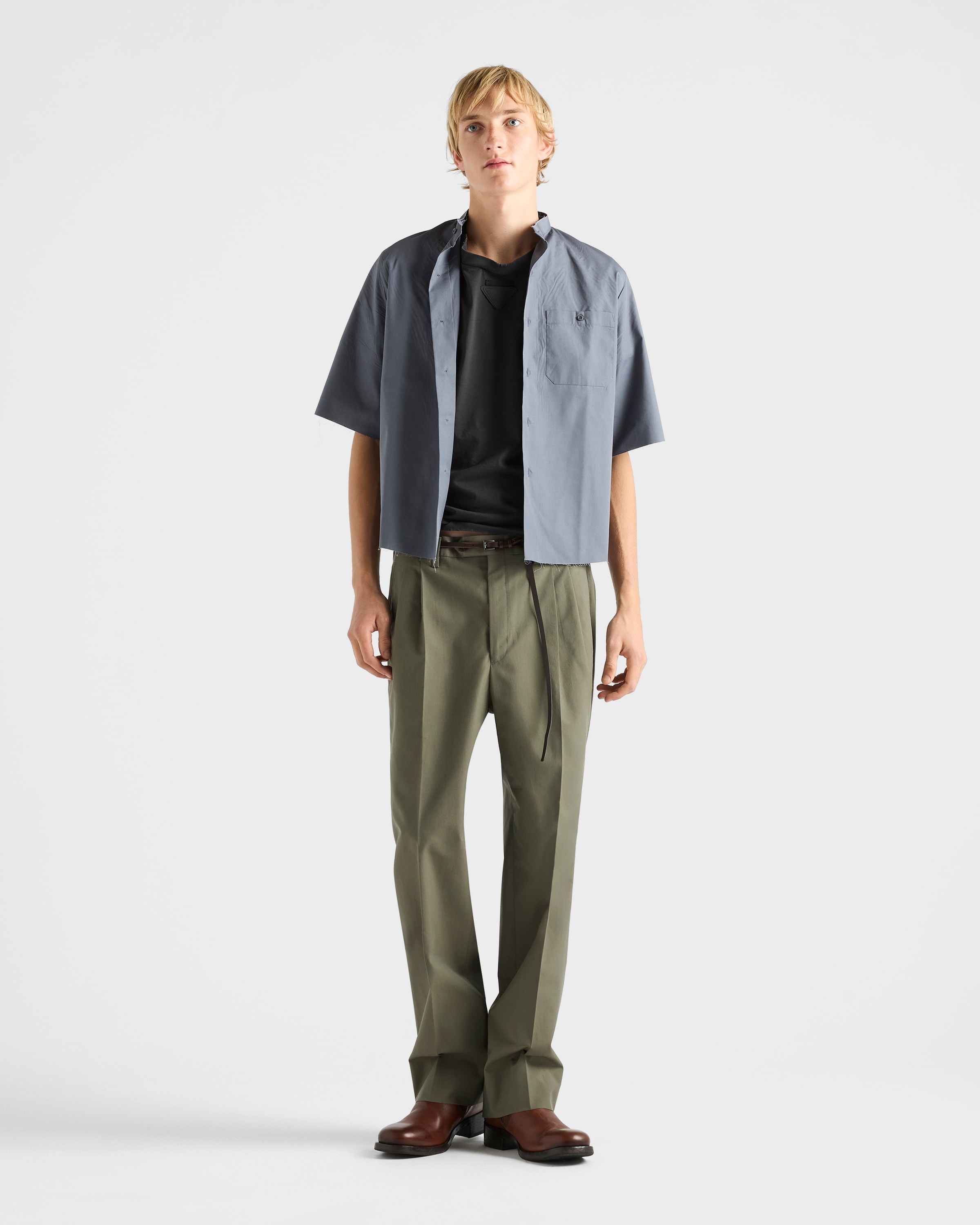 Lead Gray Shapeable Cotton T-shirt | PRADA - United States