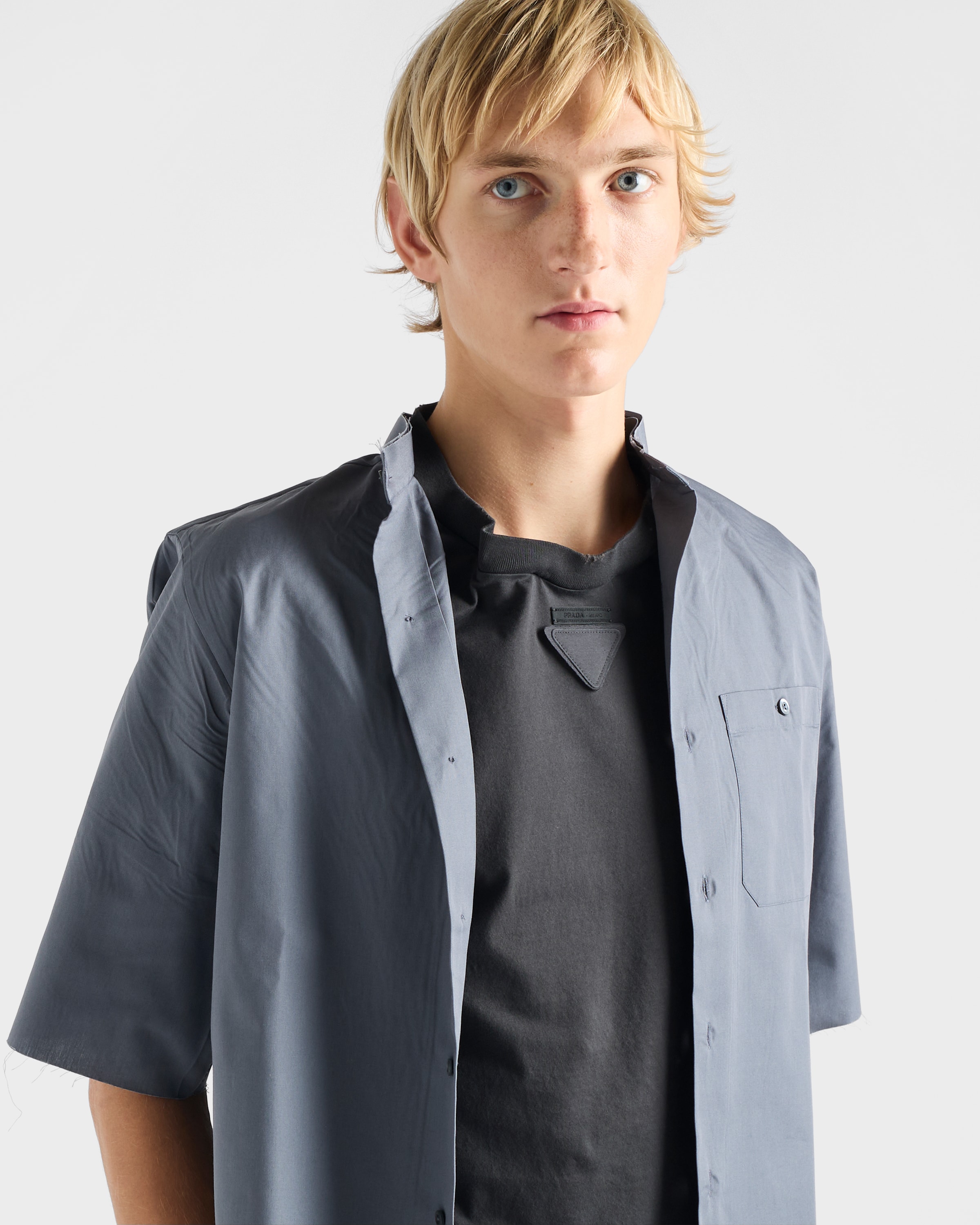 Lead Gray Shapeable cotton T-shirt | PRADA - United States