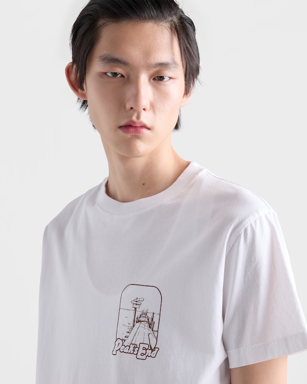 印花棉质T恤 - White/Cocoa Brown 印花棉质T恤 - White/Cocoa Brown