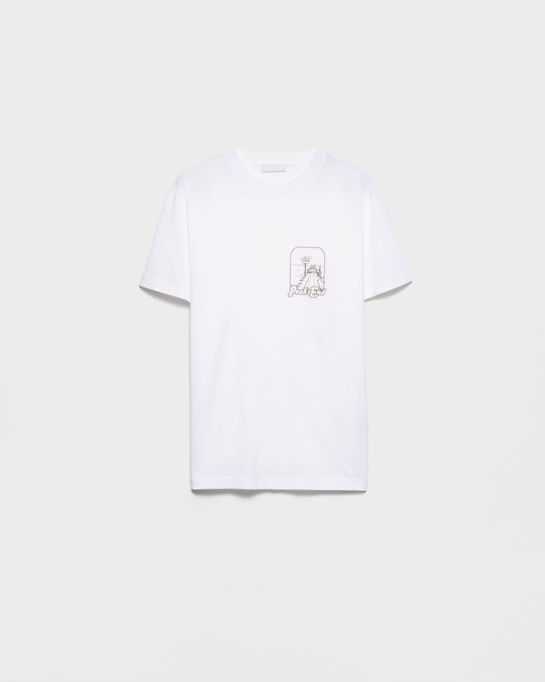 印花棉质T恤 - White/Cocoa Brown 印花棉质T恤 - White/Cocoa Brown