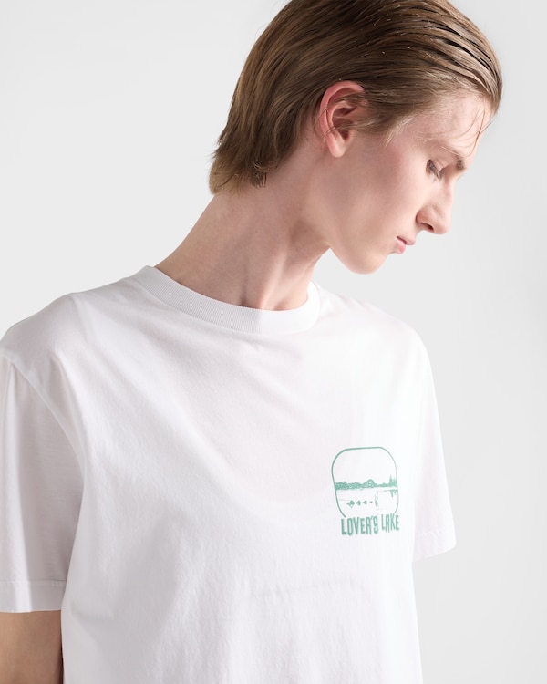 Cotton T-shirt - White/Sage Green Cotton T-shirt - White/Sage Green