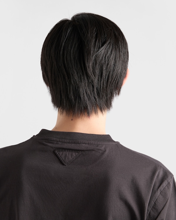 Printed cotton T-shirt - Asphalt/Red Printed cotton T-shirt - Asphalt/Red