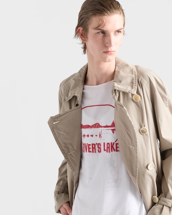 Printed cotton T-shirt - White/Red Printed cotton T-shirt - White/Red