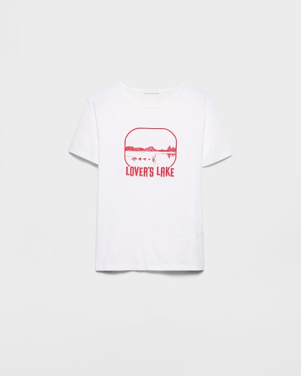 Printed cotton T-shirt - White/Red Printed cotton T-shirt - White/Red