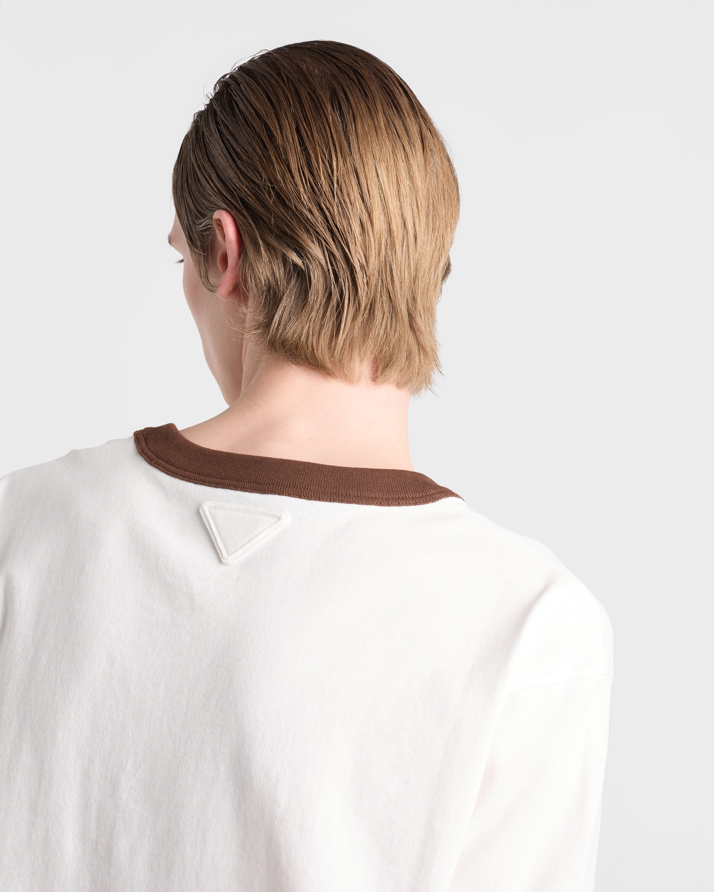 White/ink Printed Cotton T-shirt | PRADA - United States