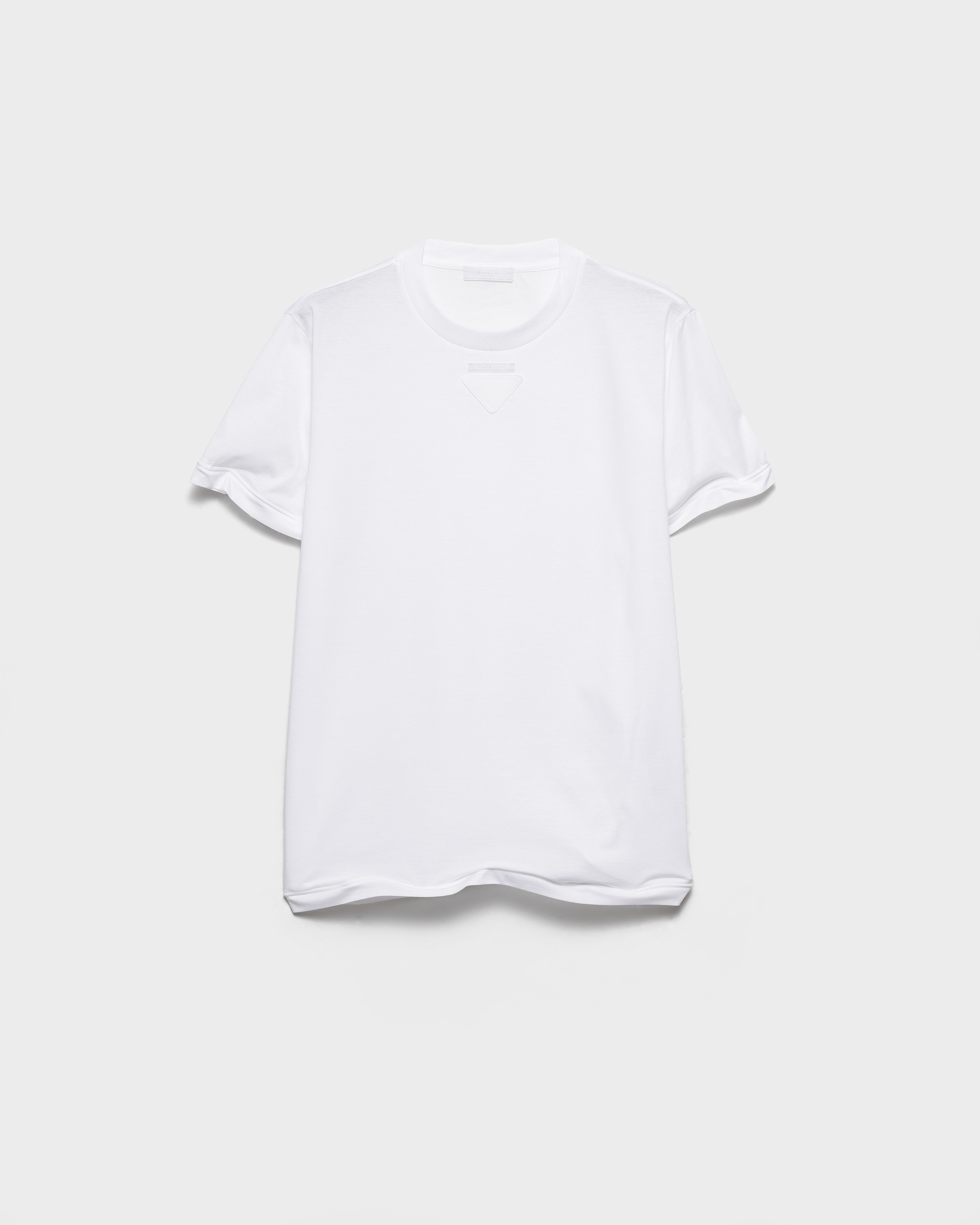 White Shapeable cotton T-shirt | PRADA - United States