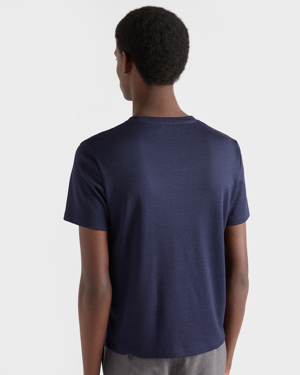 Cashmere and silk T-shirt - Navy Cashmere and silk T-shirt - Navy