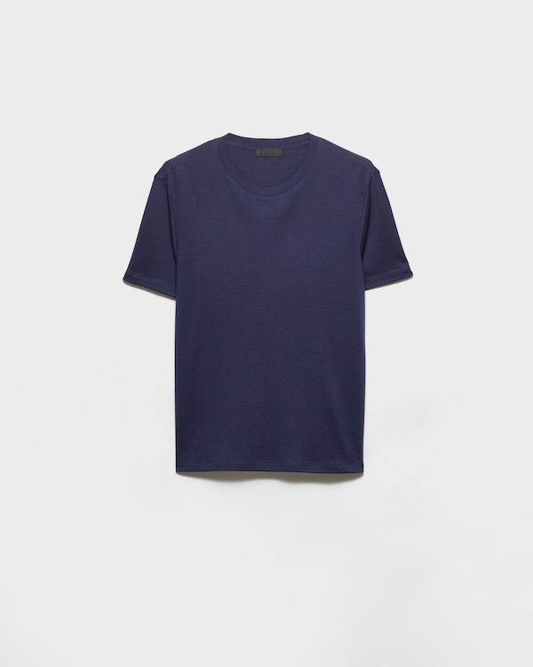 Cashmere and silk T-shirt - Navy Cashmere and silk T-shirt - Navy