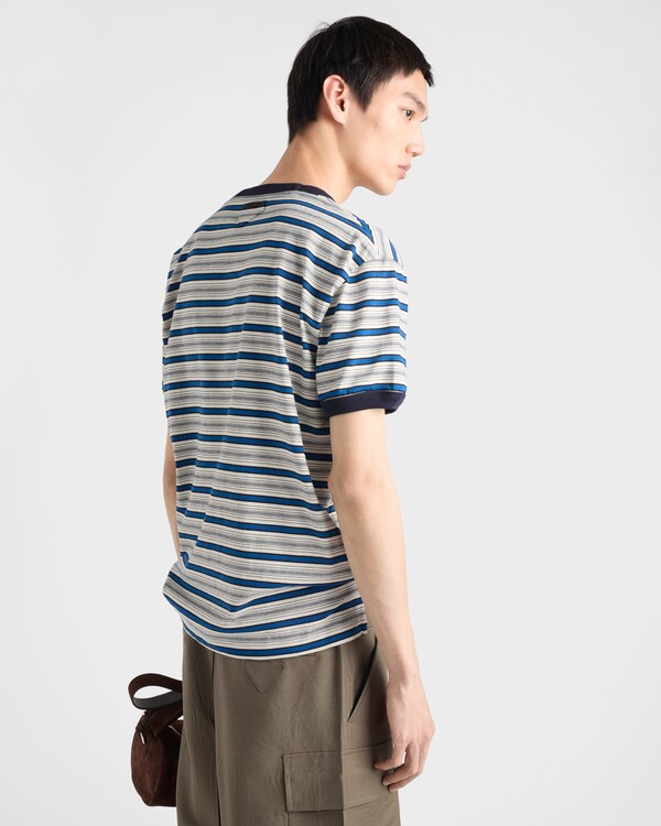 Striped cotton T-shirt - Ivory/Uniform Striped cotton T-shirt - Ivory/Uniform