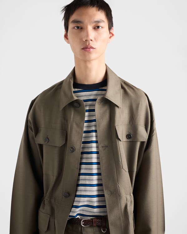 Striped cotton T-shirt - Ivory/Uniform Striped cotton T-shirt - Ivory/Uniform