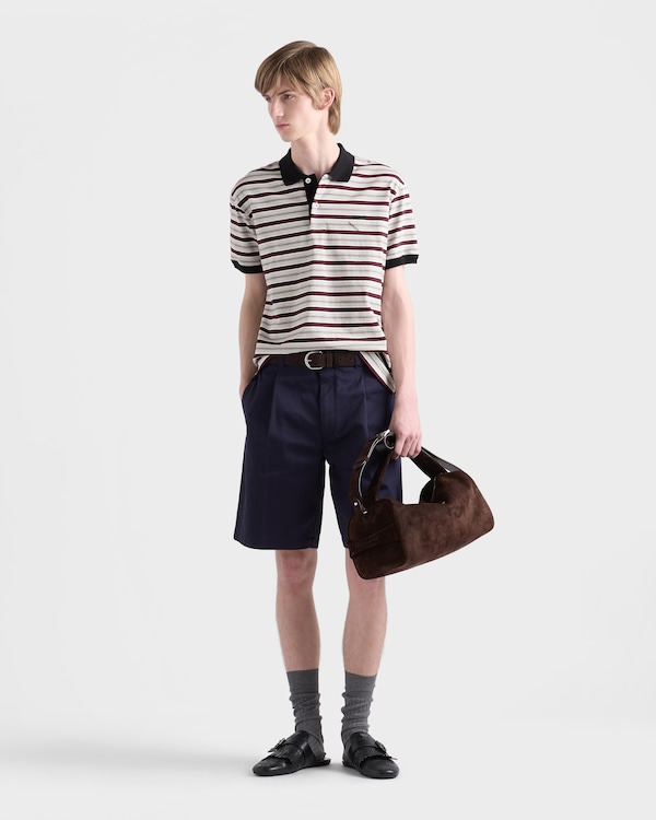 Short-sleeved cotton polo shirt - Ivory/Garnet Short-sleeved cotton polo shirt - Ivory/Garnet