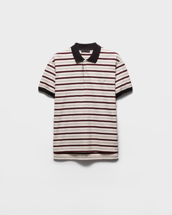 Short-sleeved cotton polo shirt - Ivory/Garnet Short-sleeved cotton polo shirt - Ivory/Garnet