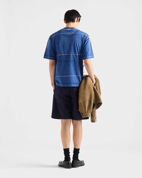 프린트 코튼 티셔츠 - 잉크/오렌지 프린트 코튼 티셔츠 - 잉크/오렌지