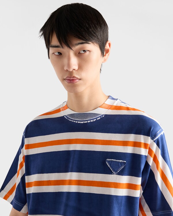 프린트 코튼 티셔츠 - 잉크/오렌지 프린트 코튼 티셔츠 - 잉크/오렌지