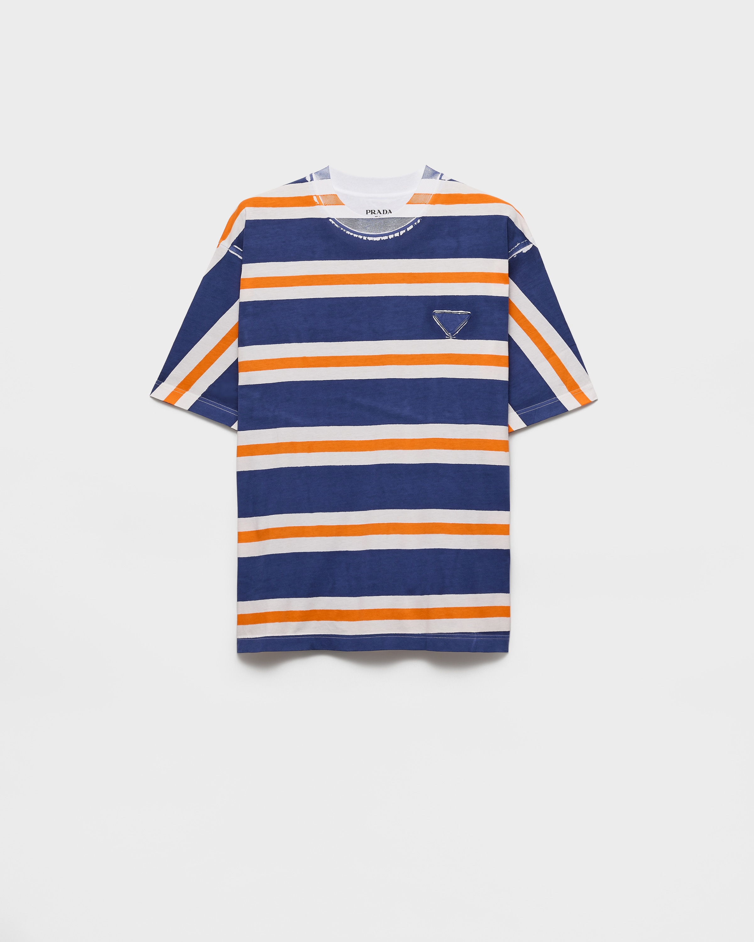 Ink/orange Printed Cotton T-shirt | PRADA