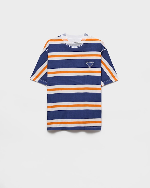 프린트 코튼 티셔츠 - 잉크/오렌지 프린트 코튼 티셔츠 - 잉크/오렌지