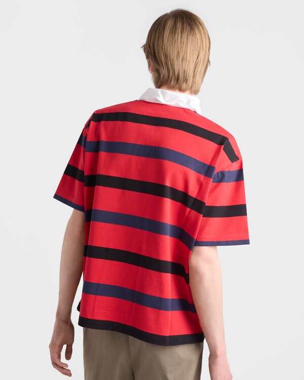 قميص بولو قطن بأكمام قصيرة - أحمر / أزرق قميص بولو قطن بأكمام قصيرة - أحمر / أزرق