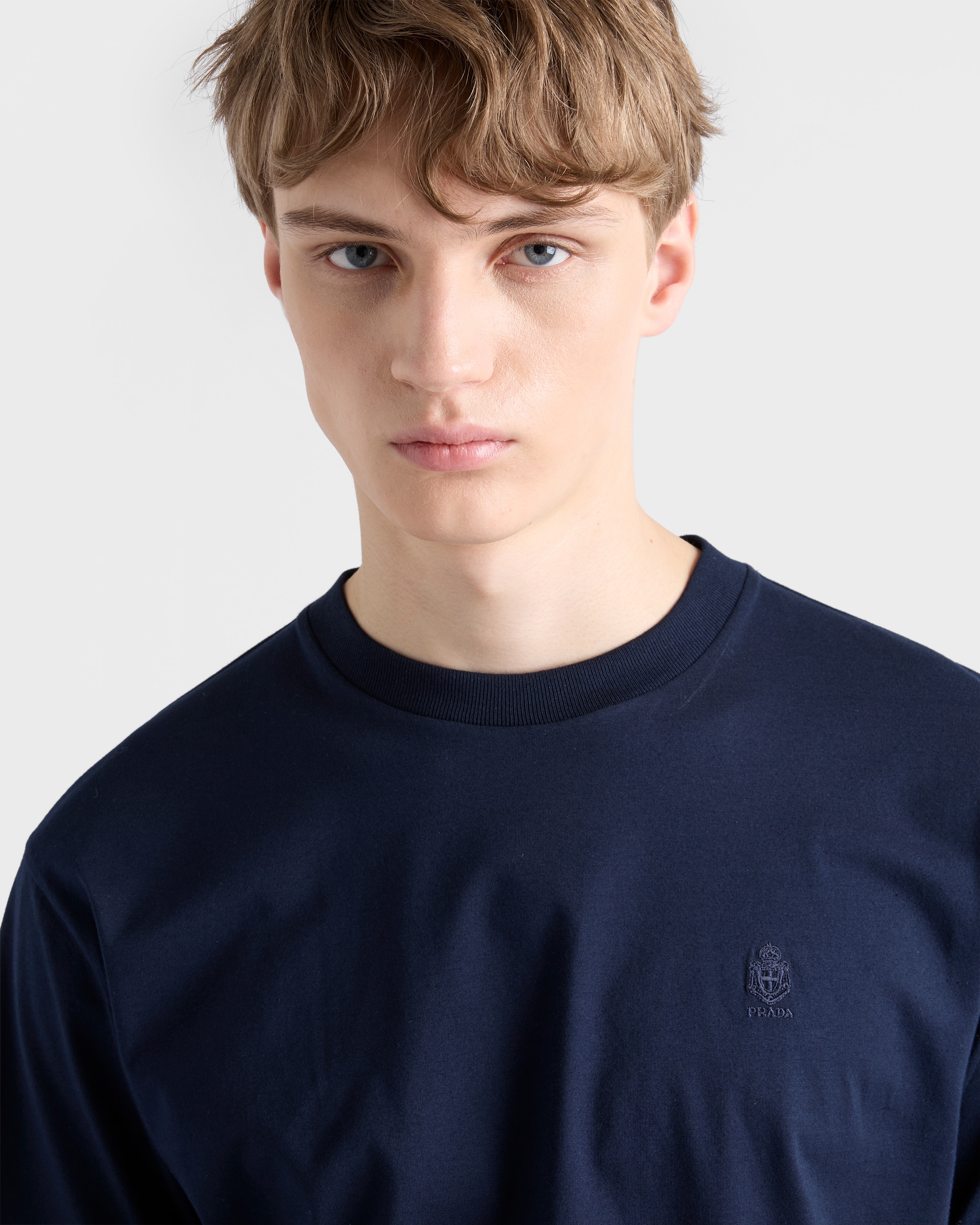 ネイビー コットン Tシャツ | PRADA - 日本