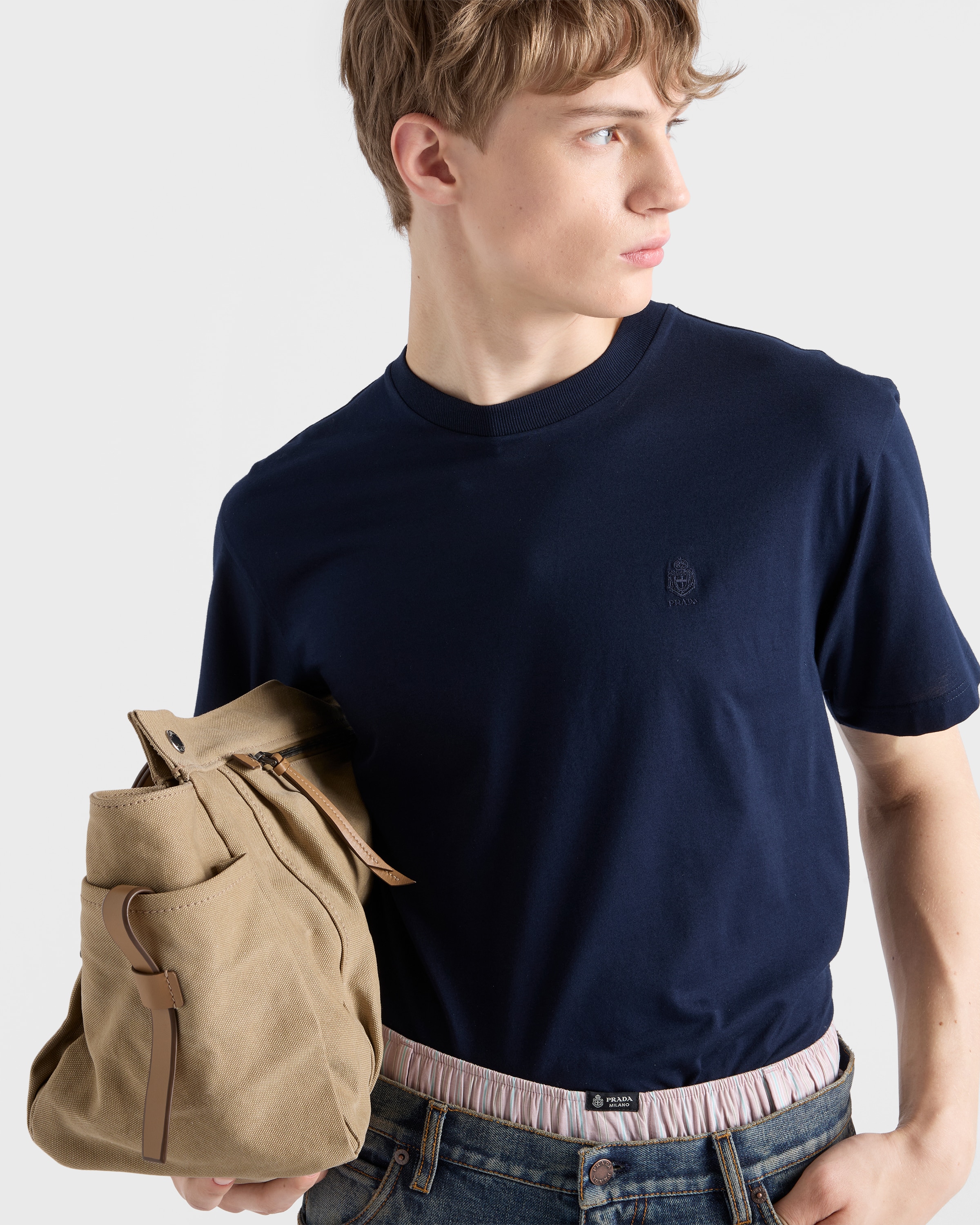 ネイビー コットン Tシャツ | PRADA - 日本