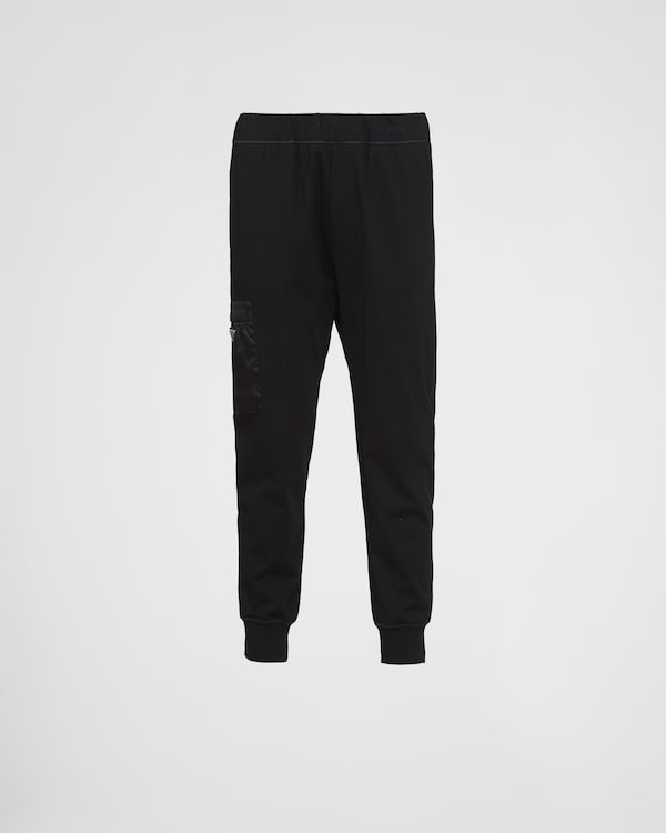 Black/Black Sweatpants with Re-Nylon details | PRADA