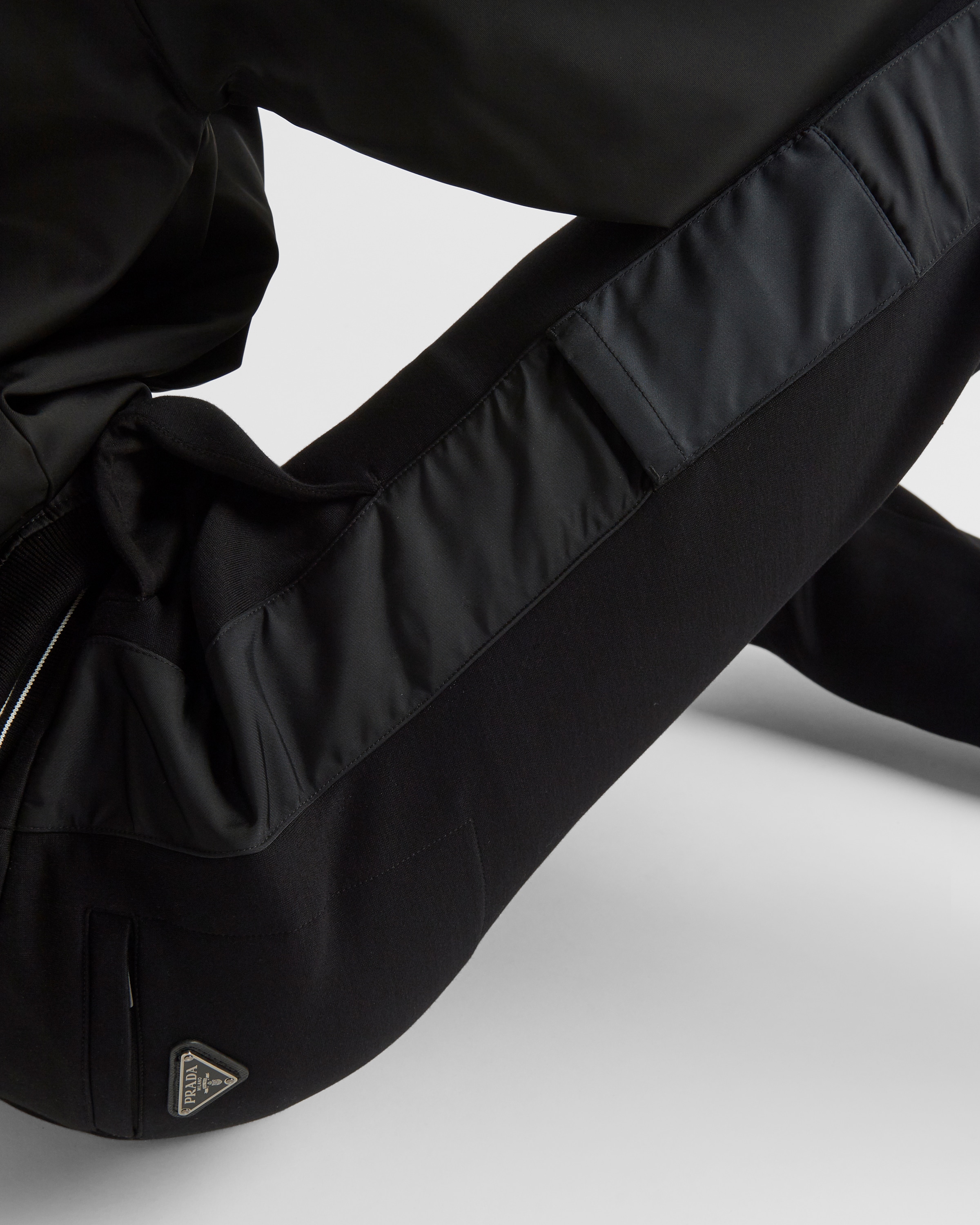 Prada Logo-patch Tapered-leg Track Pants In Black/black
