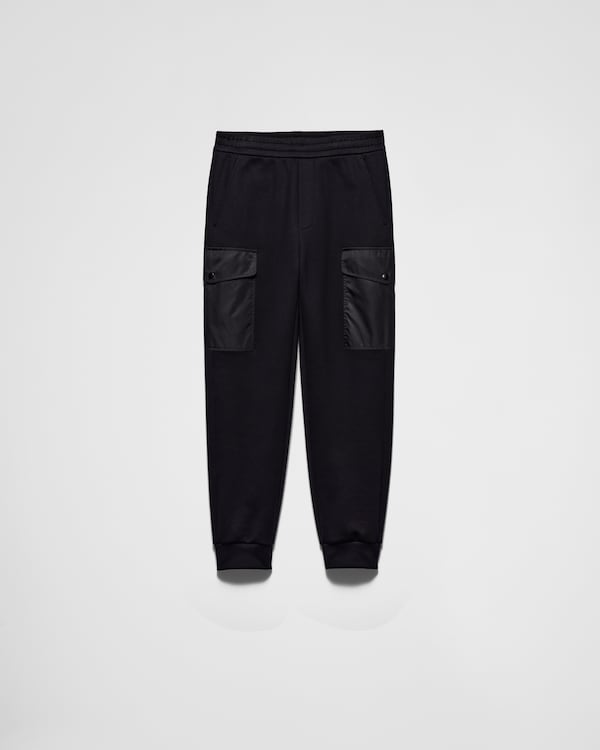 Black/Black Sweatpants with Re-Nylon details | PRADA