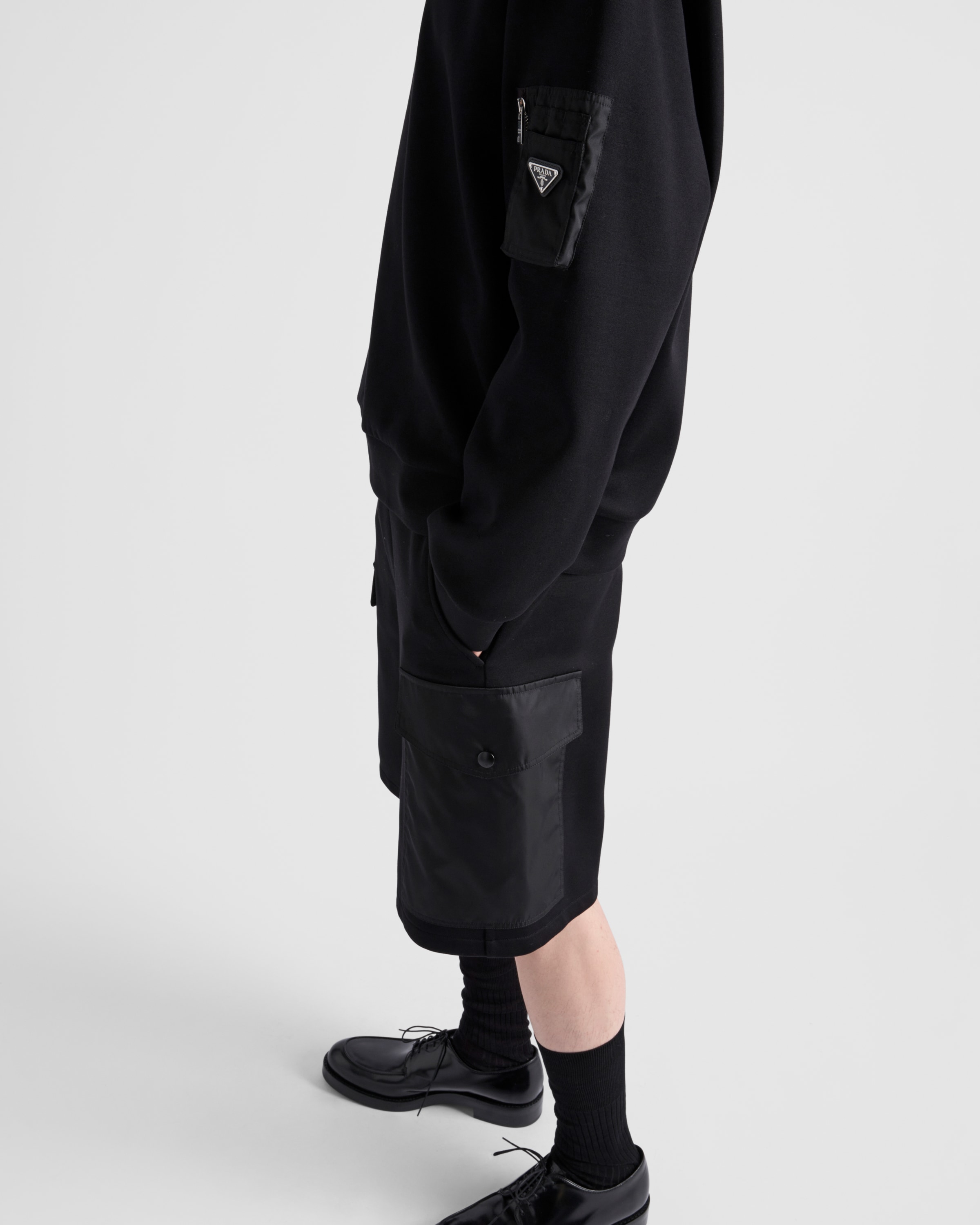 Prada Cotton Bermudas In Black/black