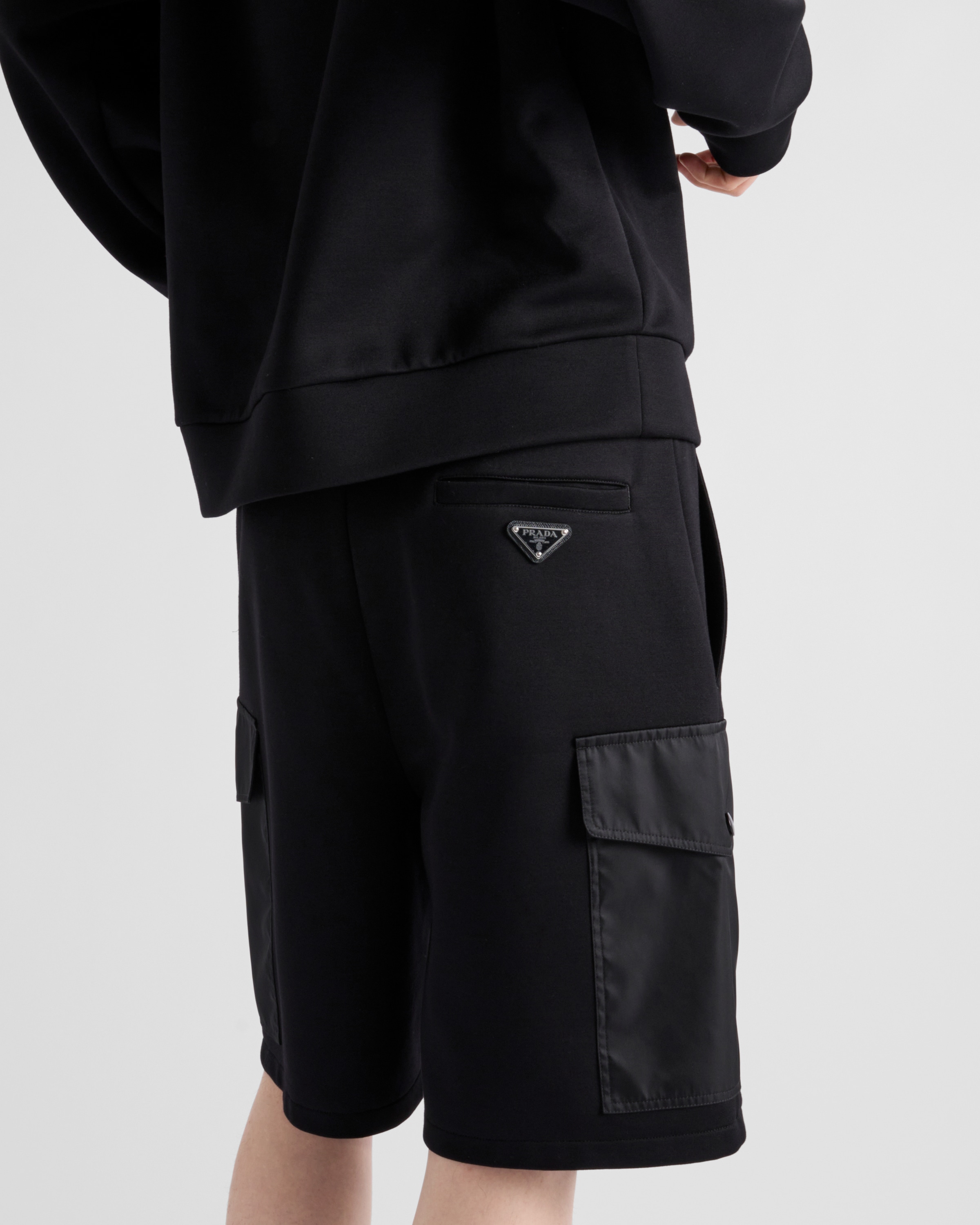 Prada Cotton Bermudas In Black/black