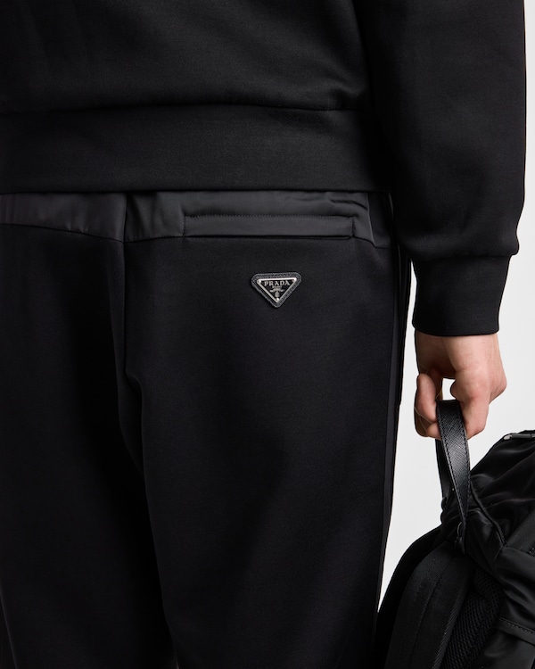 Cotton fleece pants with Re-Nylon details - Black/Black Cotton fleece pants with Re-Nylon details - Black/Black