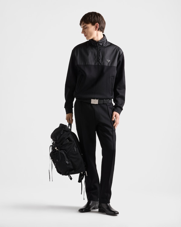 Cotton fleece pants with Re-Nylon details - Black/Black Cotton fleece pants with Re-Nylon details - Black/Black