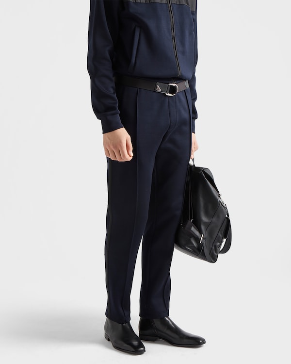 Cotton fleece pants with Re-Nylon details - Blue/Black Cotton fleece pants with Re-Nylon details - Blue/Black