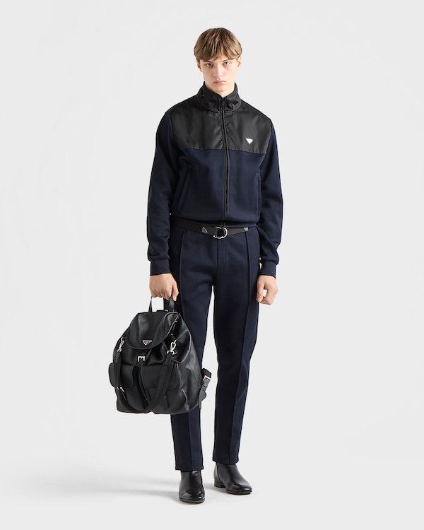 Cotton fleece pants with Re-Nylon details - Blue/Black Cotton fleece pants with Re-Nylon details - Blue/Black