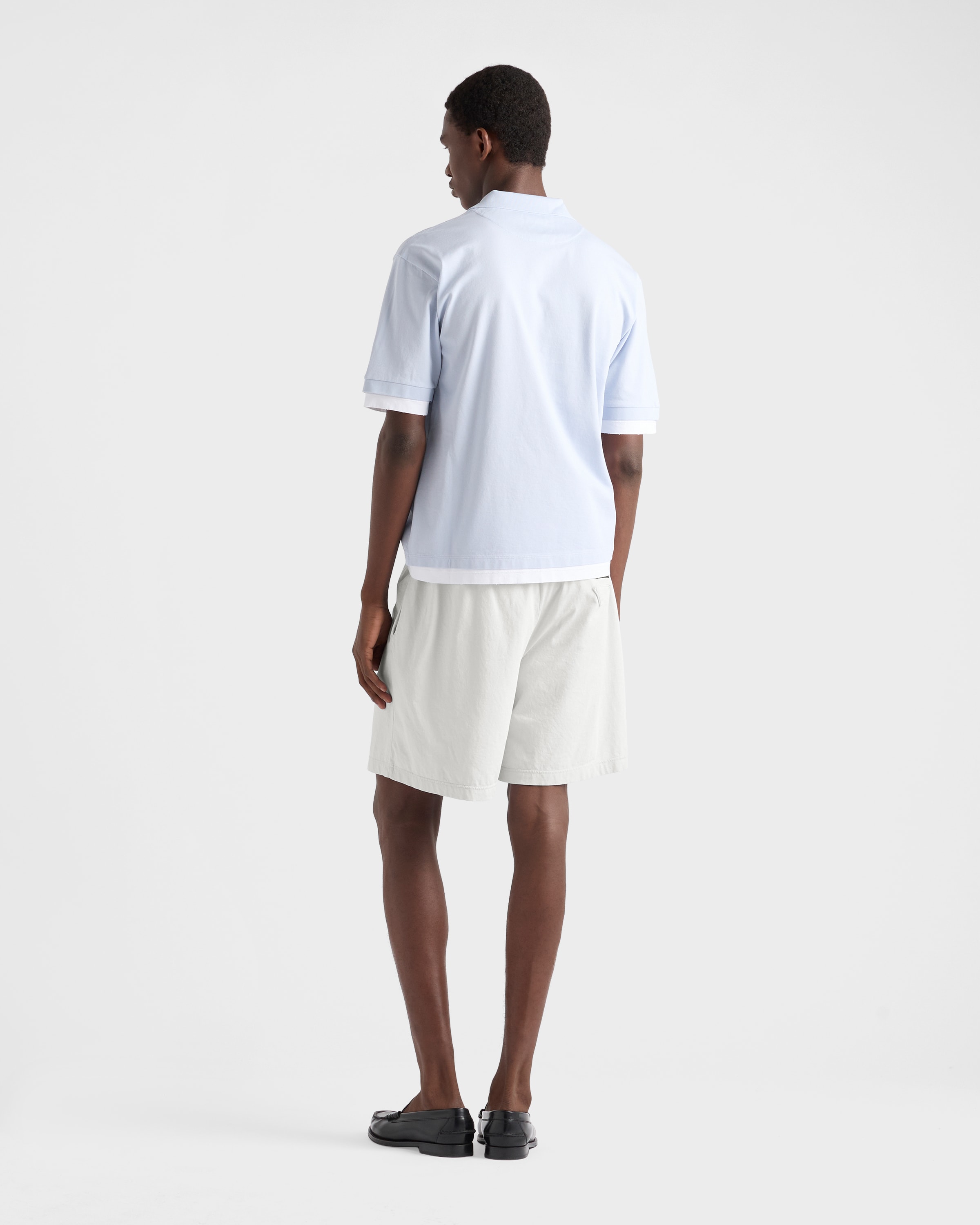 PRADA 24ss コットンショートパンツ マーブルグレー/ホワイト コットン ショートパンツ | PRADA - 日本
