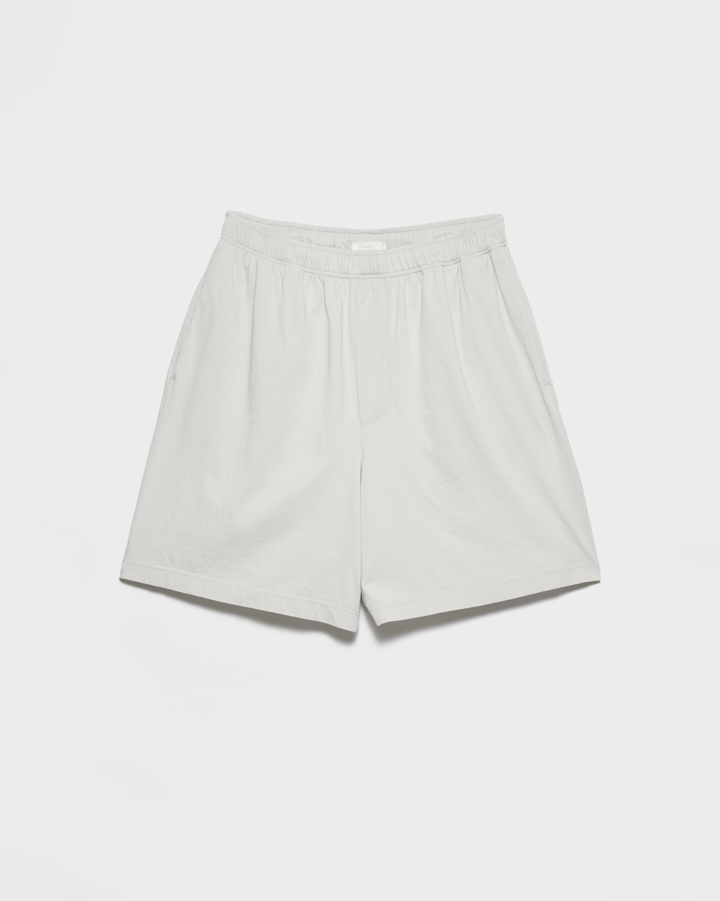 Marble Gray / White Cotton Shorts | PRADA - Turkey