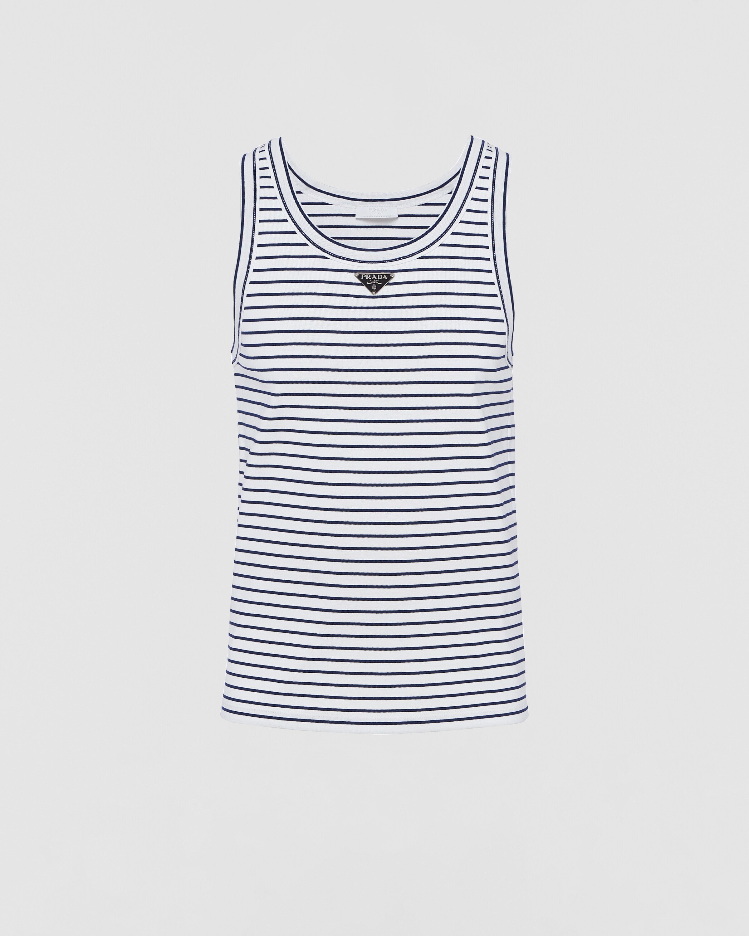 Prada Triangle-logo Striped Tank Top
